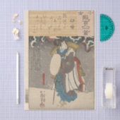 国芳による竹のケープの女性の雪景色 薄葉紙 (クラフト)