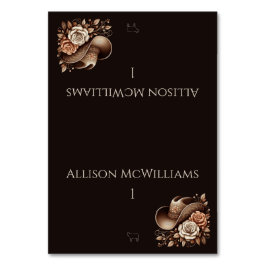 国西女性のカーボーイ帽子（花 – 肉アイコン付き） テーブルナンバー