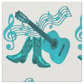 国西部音楽Lt Blue Guitarおよびブーツ ファブリック (クローズアップ)