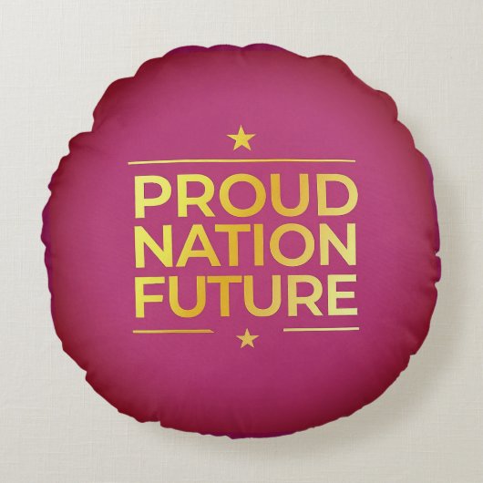 国誇りを持ったの明るい未来 ラウンドクッション (正面)