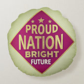 国誇りを持ったの明るい未来 ラウンドクッション (裏面)