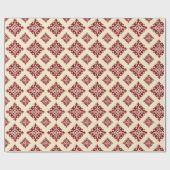 国赤素朴ヴィンテージダマスクパターン ラッピングペーパー (フラット)