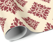 国赤素朴ヴィンテージダマスクパターン ラッピングペーパー (ロールコーナー)