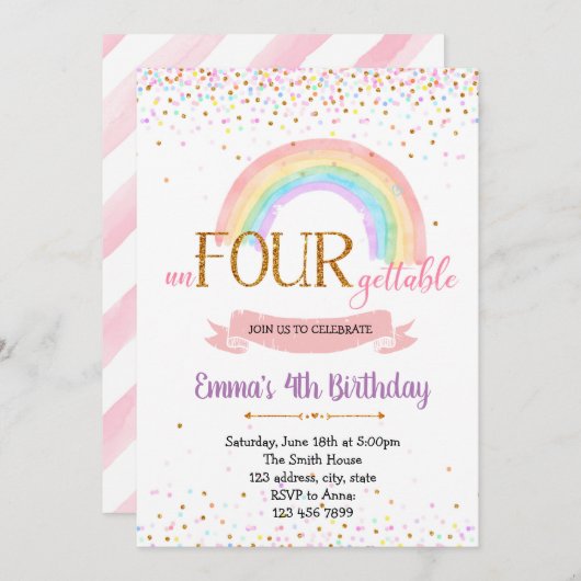 国連FORの誕生日パーティーの招待状 招待状 (正面/裏面)