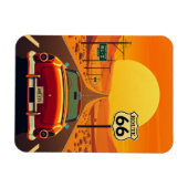 国道66ヴィンテージサンセットハイウェイと車 マグネット (横)