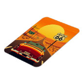 国道66ヴィンテージサンセットハイウェイと車 マグネット (左側)