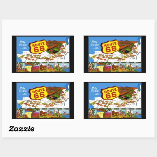 国道66号 – ロサンゼルス – シカゴ 長方形シール (シート)