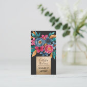 国金ゴールドレッドブルー秋金ゴールド水彩フラワー 名刺 (スタンド正面)