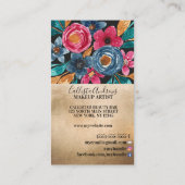 国金ゴールドレッドブルー秋金ゴールド水彩フラワー 名刺 (裏面)