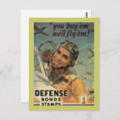 国防債のスタンプ ポストカード (正面/裏面)