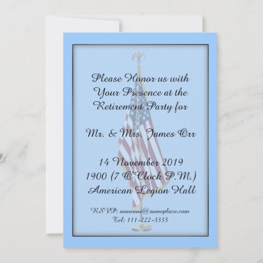 国防総省の退職招待状 招待状 (裏面)