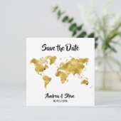 国際カップルの世界地図ハートシール セーブザデート (スタンド正面)