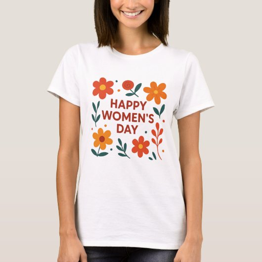 国際女性デーおめでとう Tシャツ (正面)