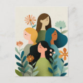 国際女性デーのカード | 多様な花のデザイン ポストカード (正面)