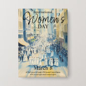 国際女性デーのサフラジェット 缶バッジ (正面)