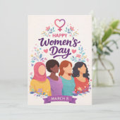 国際女性デーのモダンでエレガントな強いカード シーズンカード (スタンド正面)