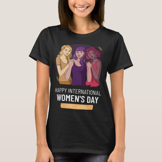 国際女性デー エンブレース エクイティ ストロング・トゥ Tシャツ (正面)