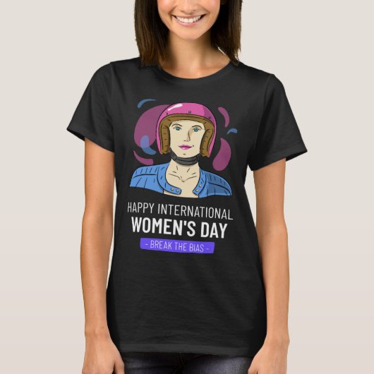 国際女性デー スクーター 平等を受け入れる 8 Tシャツ (正面)