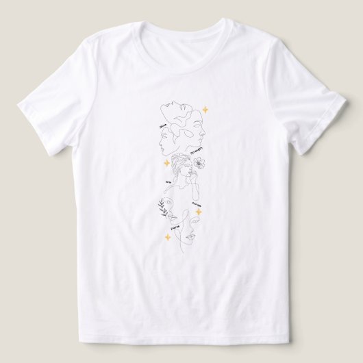 国際女性デー ミニマリスト ラインアート トライブレンドTシャツ (デザイン正面)