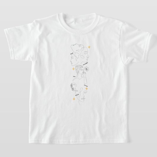 国際女性デー ミニマリスト ラインアート Tシャツ (レイダウン)