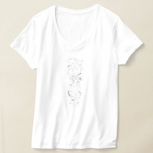 国際女性デー ミニマリスト ラインアート Tシャツ (レイダウン)