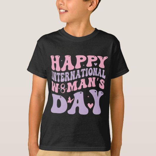 国際女性デー レトロデザイン Tシャツ (正面)