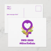 国際女性デー 2026 IWD ギブ・トゥ・ゲイン ポストカード (正面/裏面)