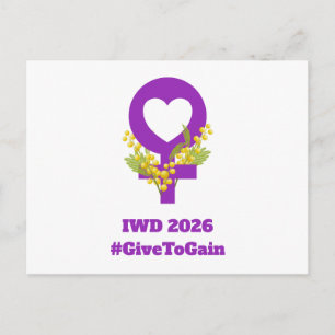 国際女性デー 2026 IWD ギブ・トゥ・ゲイン ポストカード