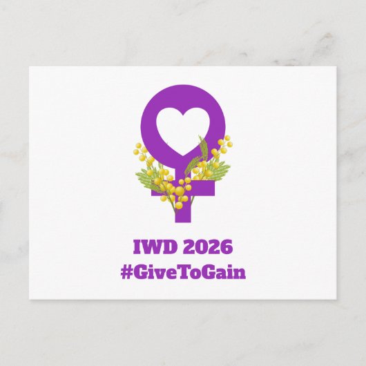 国際女性デー 2026 IWD ギブ・トゥ・ゲイン ポストカード (正面)