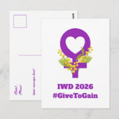国際女性デー 2026 IWD ギブ・トゥ・ゲイン ポストカード (正面/裏面)