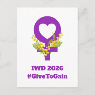 国際女性デー 2026 IWD ギブ・トゥ・ゲイン ポストカード