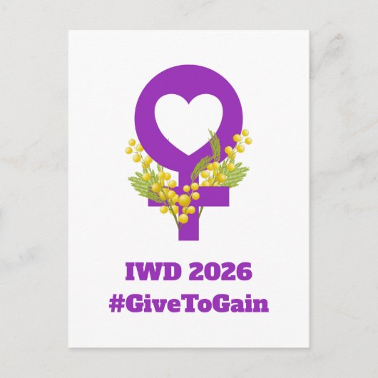 国際女性デー 2026 IWD ギブ・トゥ・ゲイン ポストカード (正面)
