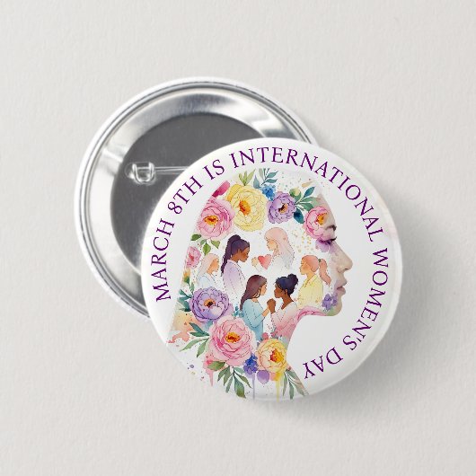国際女性デー 3月8日 IWD 缶バッジ (正面&裏面)