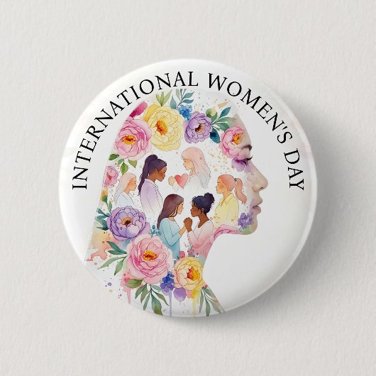 国際女性デー 3月8日 IWD 缶バッジ (正面)