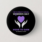 国際女性デー Give To Gain 2026 缶バッジ (正面)