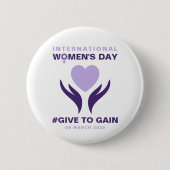 国際女性デー Give To Gain 2026 缶バッジ (正面)