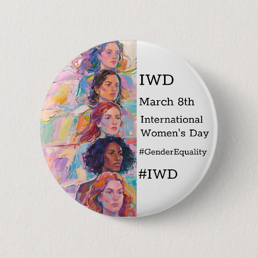 国際女性デー | IWD #GivetoGain 缶バッジ (正面)
