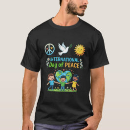 国際平和デー ユニティハートとスマイル Tシャツ