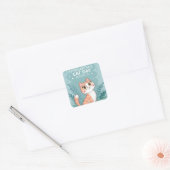 国際猫の日 かわいいファンタジーな猫のイラスト スクエアシール (封筒)