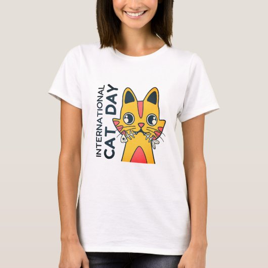 国際猫の日 かわいい猫好きTシャツ Tシャツ (正面)