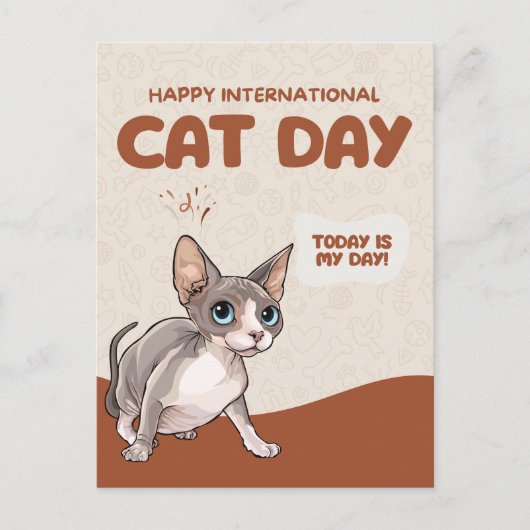 国際猫の日 スフィンクス祝祭アート ポストカード (正面)