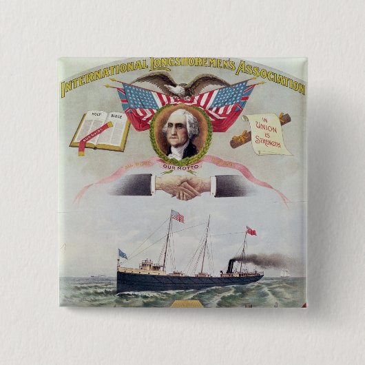 国際的な港湾労働者の連合 缶バッジ (正面)