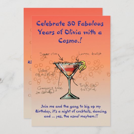 国際的な誕生日パーティーへの招待 招待状 (正面/裏面)