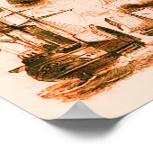 国際的ヴィンテージ帆船セピア ポスター (角)