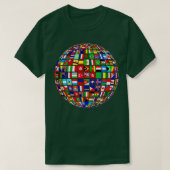 国際的世界の国旗フラグのワールドマップ Tシャツ (デザイン正面)