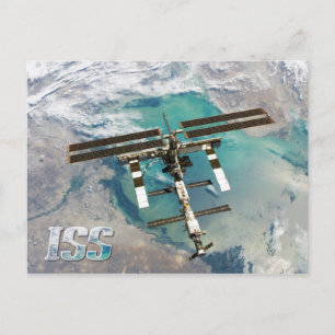 国際的宇宙ステーション(ISS)と地球 ポストカード