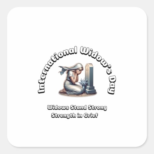 国際的未亡人の日。悲しみの強さ。 スクエアシール (正面)