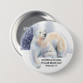 国際的極熊の日、水色 缶バッジ (正面&裏面)
