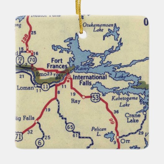 国際的秋MNヴィンテージマップ セラミックオーナメント (正面)