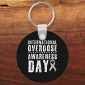 国際的過剰摂取認識度デイI衣服パープル キーホルダー (裏面)